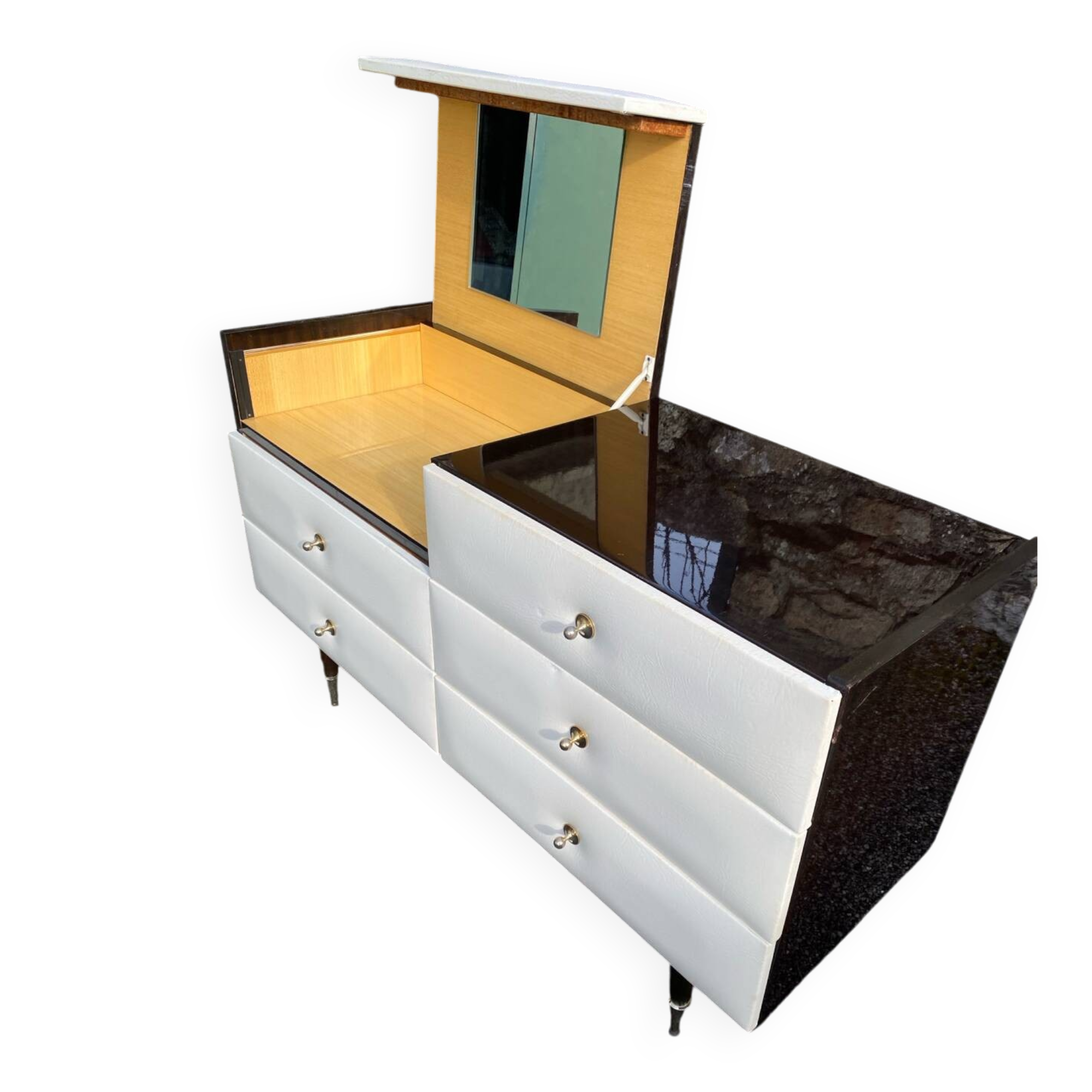 VINTAGE DRESSING TABLE WITH 6 DRAWERS 1960-1970 ROGER LANDAULT