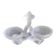 Saleron double forme, poissons entrelacés en verre opaque blanc