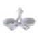 Saleron double forme, poissons entrelacés en verre opaque blanc
