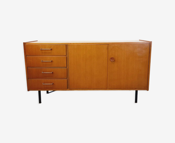 Enfilade vintage en teck et métal noir des années 60