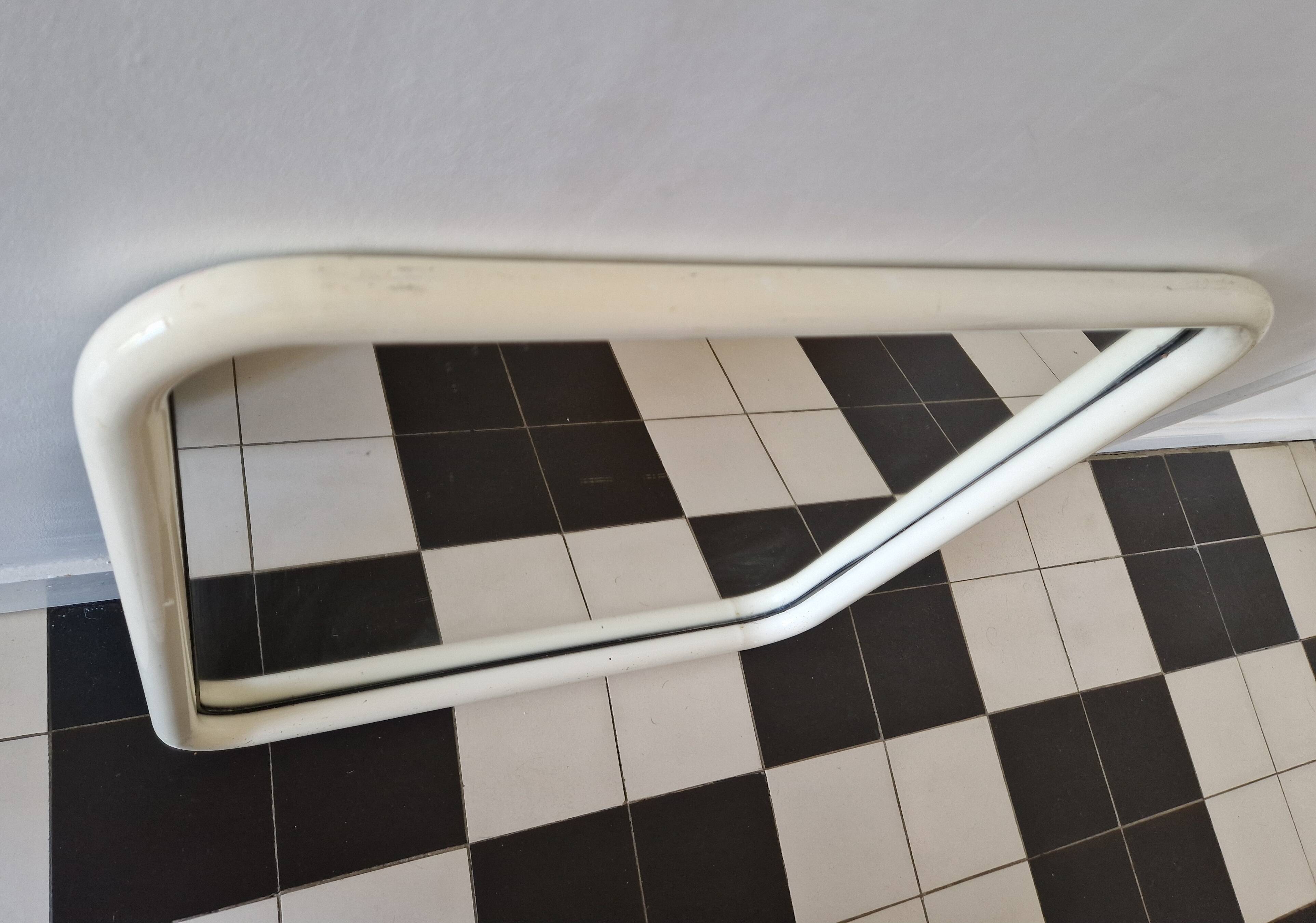 Vintage white tubular mirror from Italy, 70s