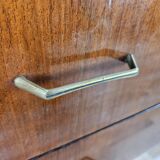 Vintage six-drawer mahogany burl dresser with glass top