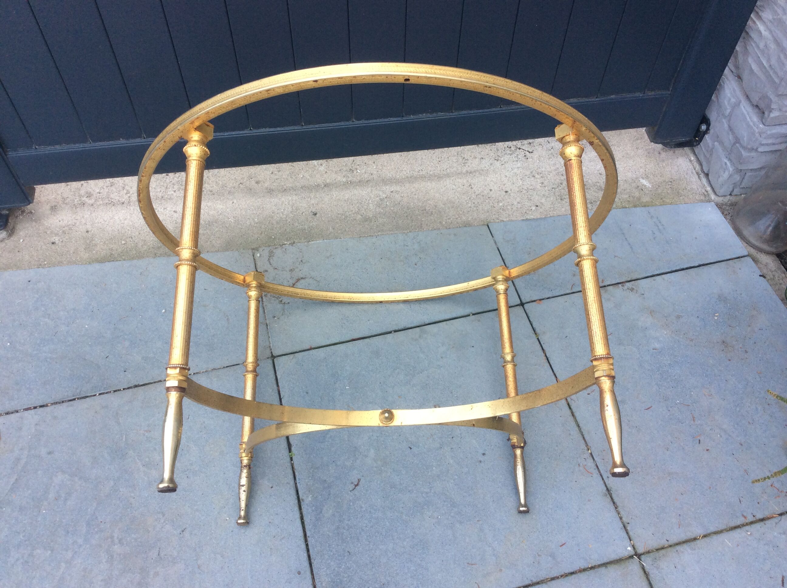 Coffee table of style Louis XV brass marble carare