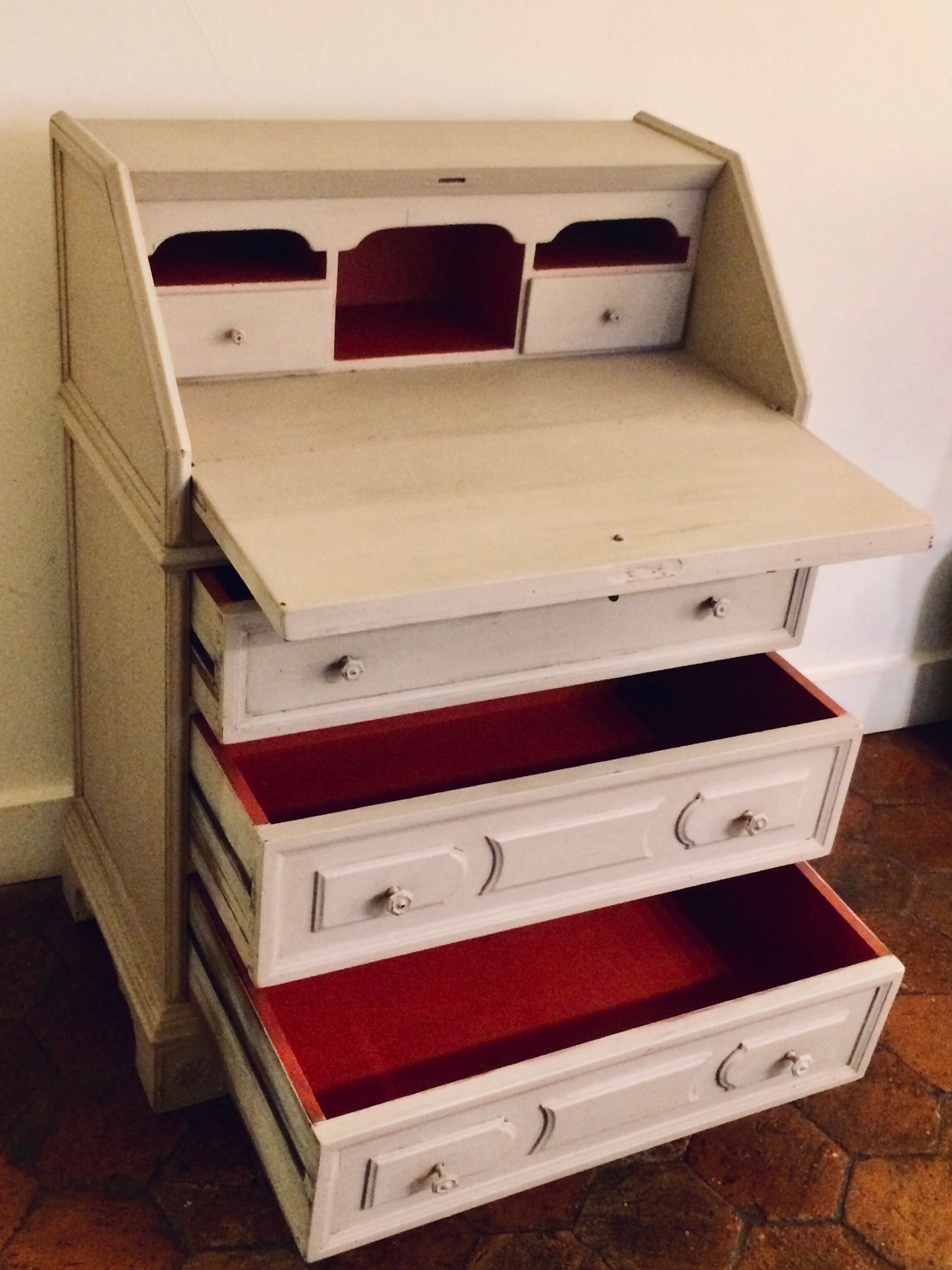 Secretary end donkey back 19th early 20th patinated waxed in Farrow & Ball