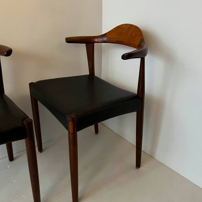 Chaise Jacob Hermann en cuir et palissandre
