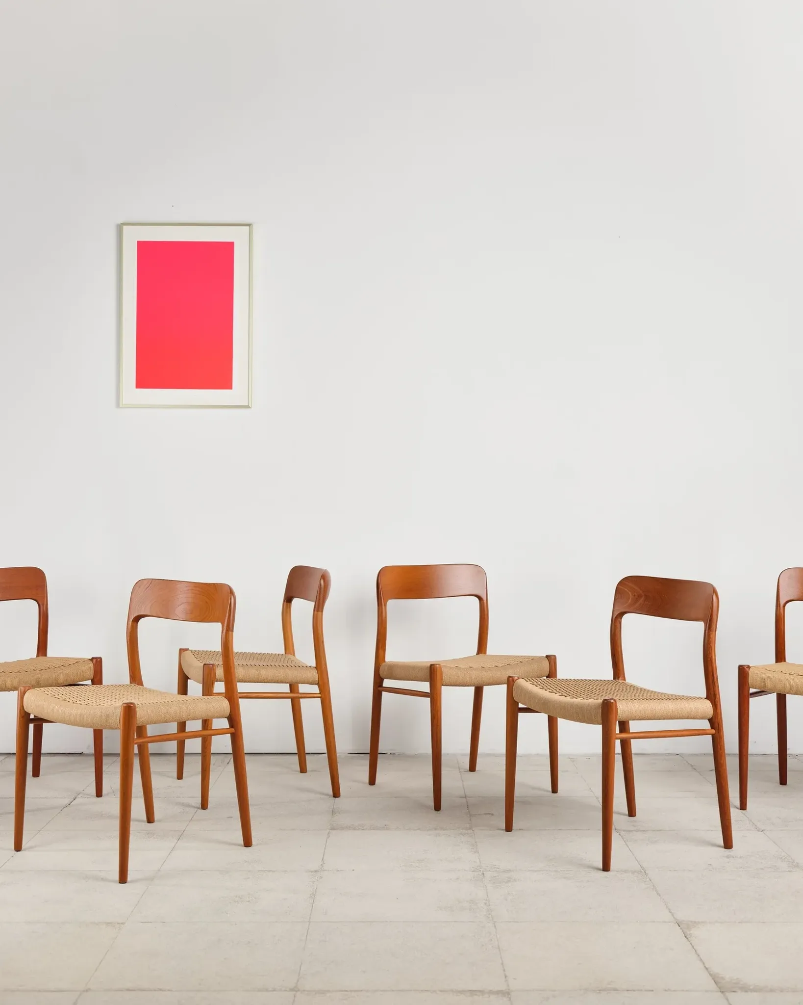 6 chairs model 75 in teak by Niels O. Møller, Denmark, 1950s