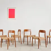 6 chairs model 75 in teak by Niels O. Møller, Denmark, 1950s