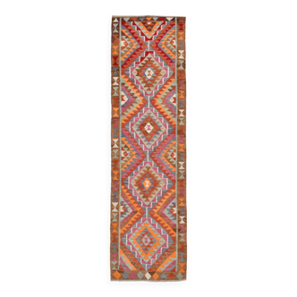 3x12 Handmade Vintage Kilim Runner Rug, 102x362Cm