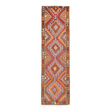3x12 Handmade Vintage Kilim Runner Rug, 102x362Cm
