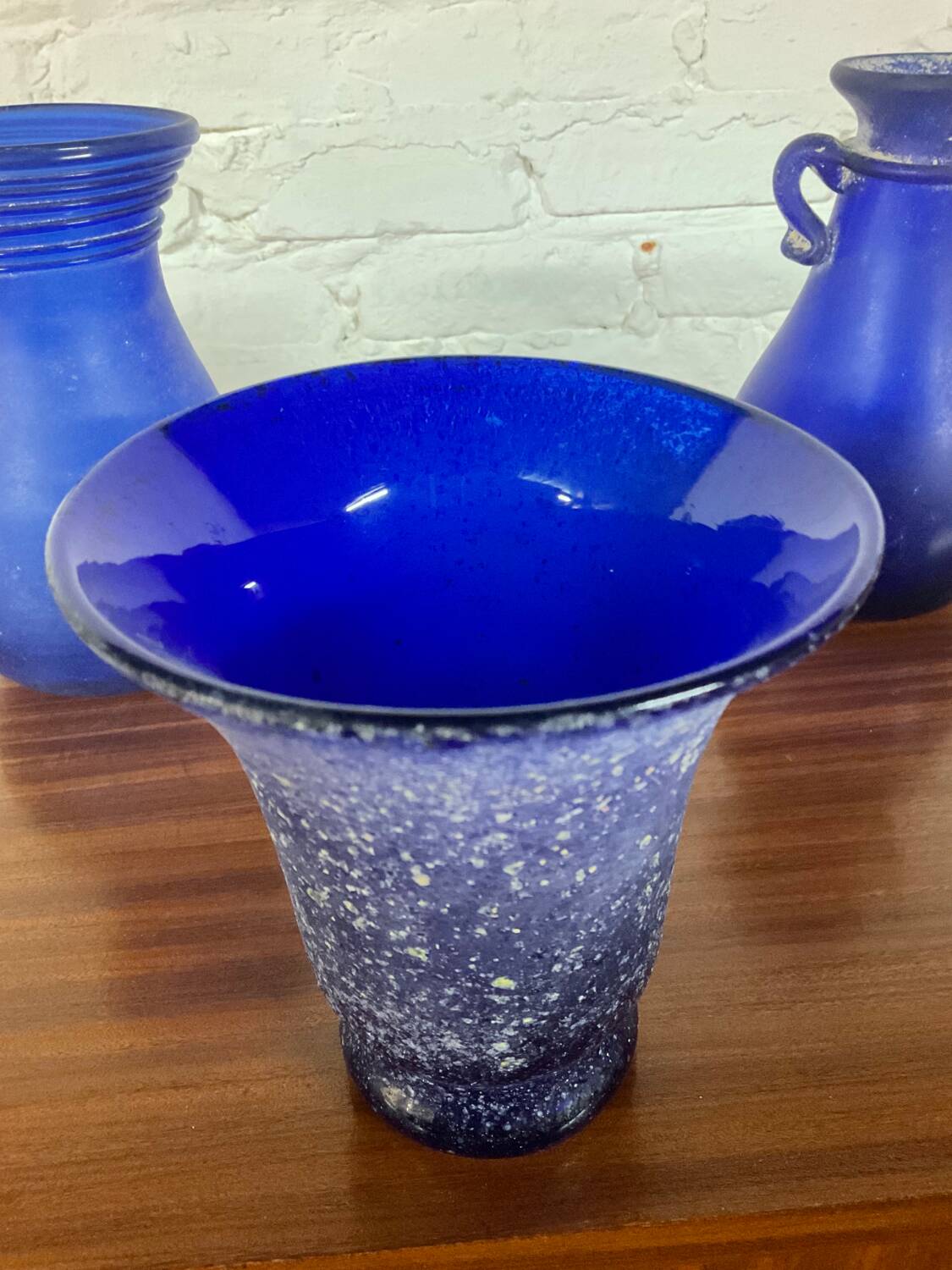 Series of 3 Murano “Scavo” vases in glass paste from the 60s and 70s