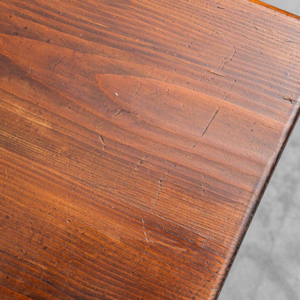 Set of 6 dining chairs in wood and brown leather, late 19th century