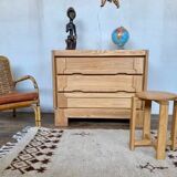 Commode vintage moderniste en orme massif 3 tiroirs