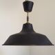 French Vintage 1950s Industrial Light In Black Metal White Enamal & Brass