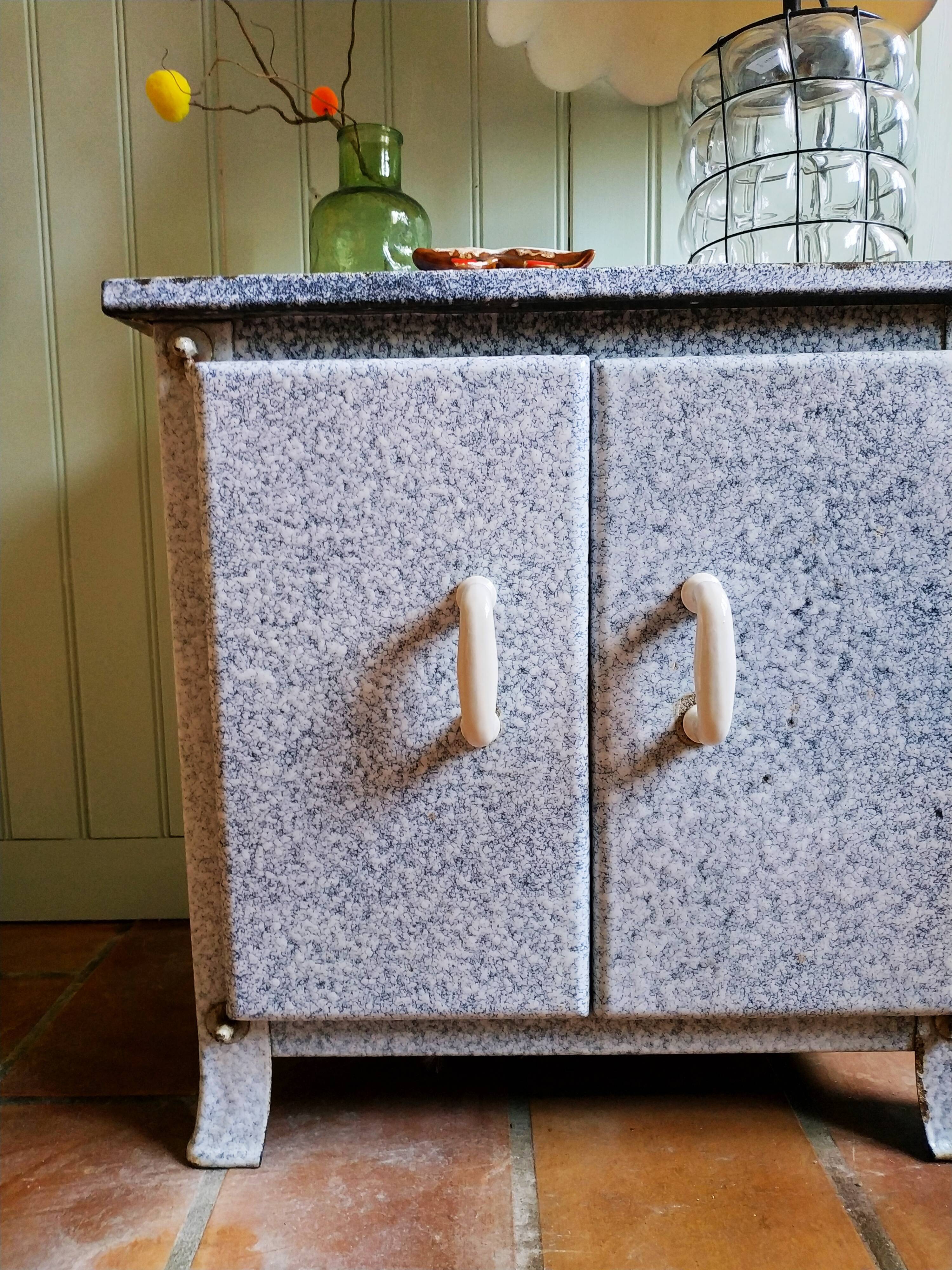 Sideboard enamelled sheet metal school old 50s vintage porcelain