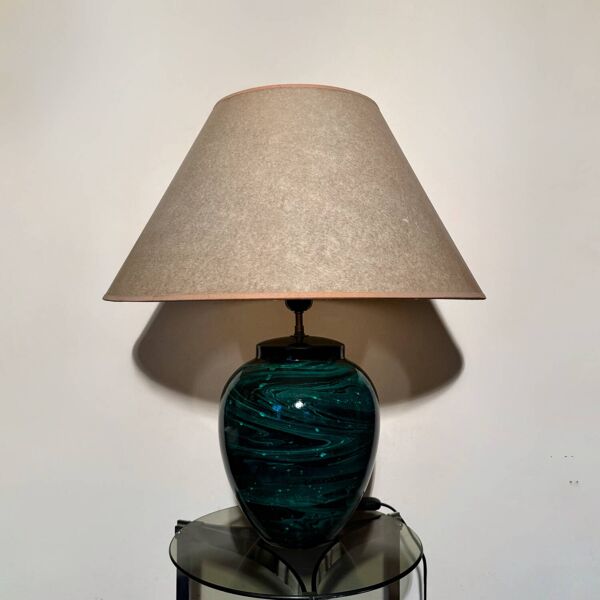 Lampe céramique faux malachite années 80