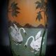 Large Legras Art Nouveau vase in acid-etched glass | Swan Lake