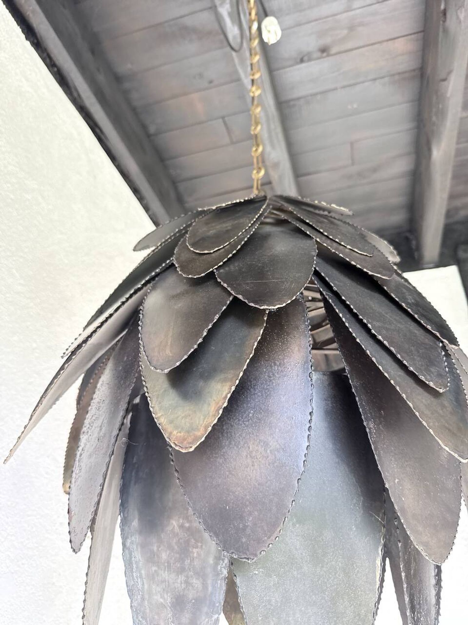 Brutalist suspension Jansen metal welded flower