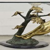 Panther table in bronze, brass and marble 1970