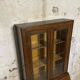 Secrétaire vitrine en chêne meuble 2 corps avec abattant