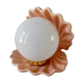 Lampe coquillage en céramique et opaline années 80