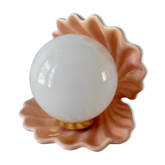 Ceramic shell lamp and 80s opaline lamp