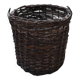 Brown woven vintage Hungarian wicker basket, reinforced edge and metal handles, 1940s.