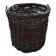 Brown woven vintage Hungarian wicker basket, reinforced edge and metal handles, 1940s.