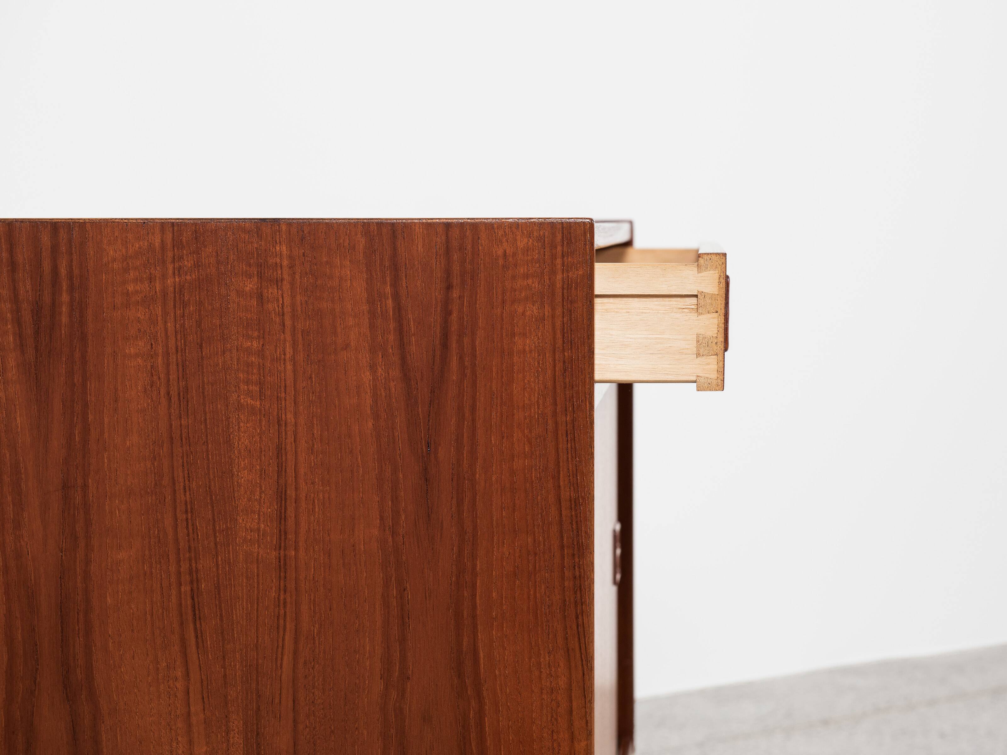 Midcentury Danish cabinet in teak with 1 drawer and 2 sliding doors 1960s