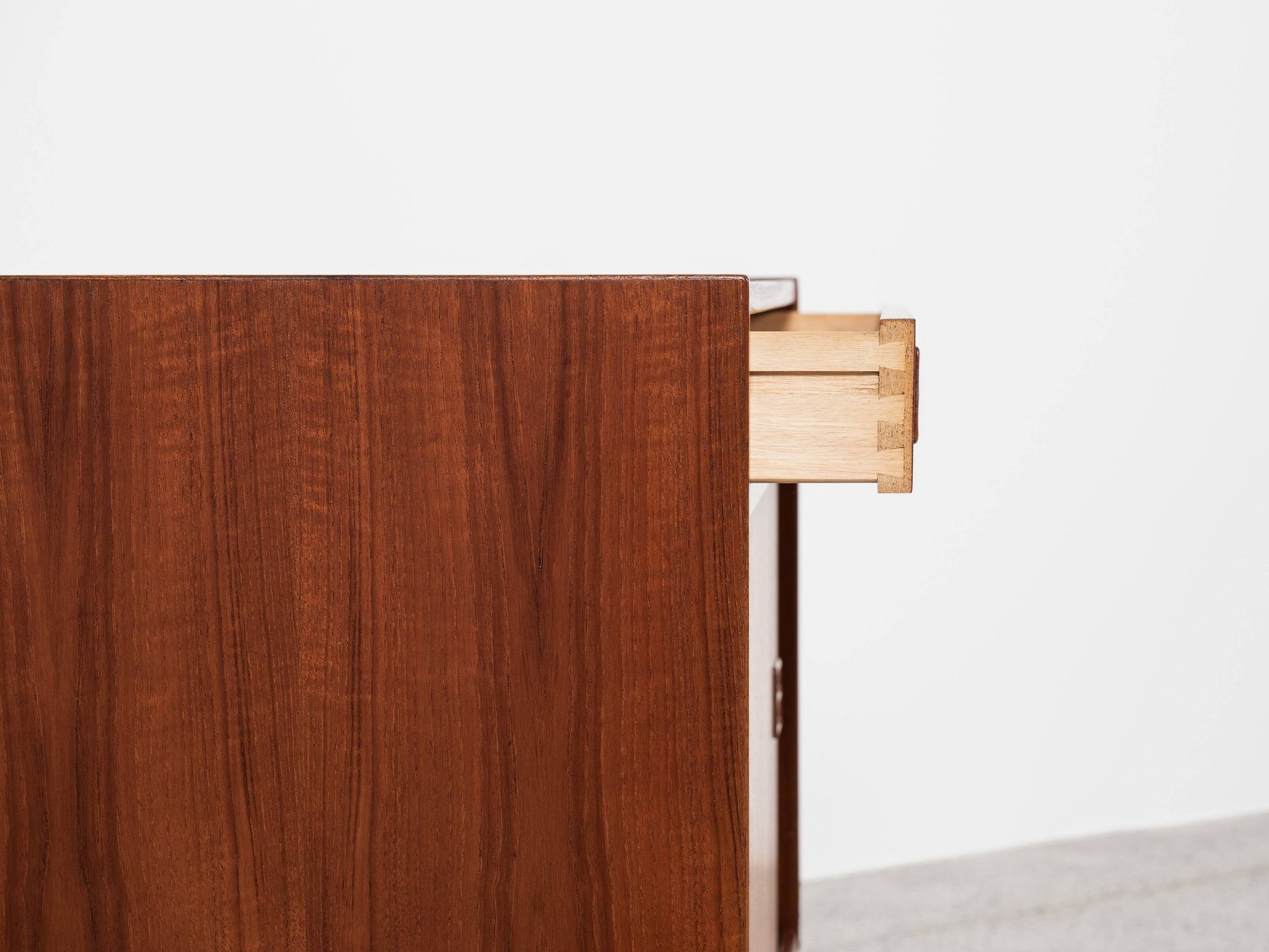 Midcentury Danish cabinet in teak with 1 drawer and 2 sliding doors 1960s