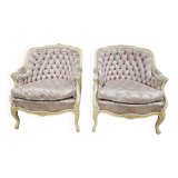 Pair of 1960s silk bergère armchairs
