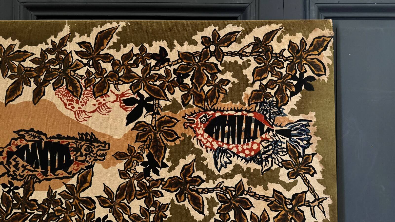 Tapestry panel on cotton by Lurçat, 1960, aquarium decoration