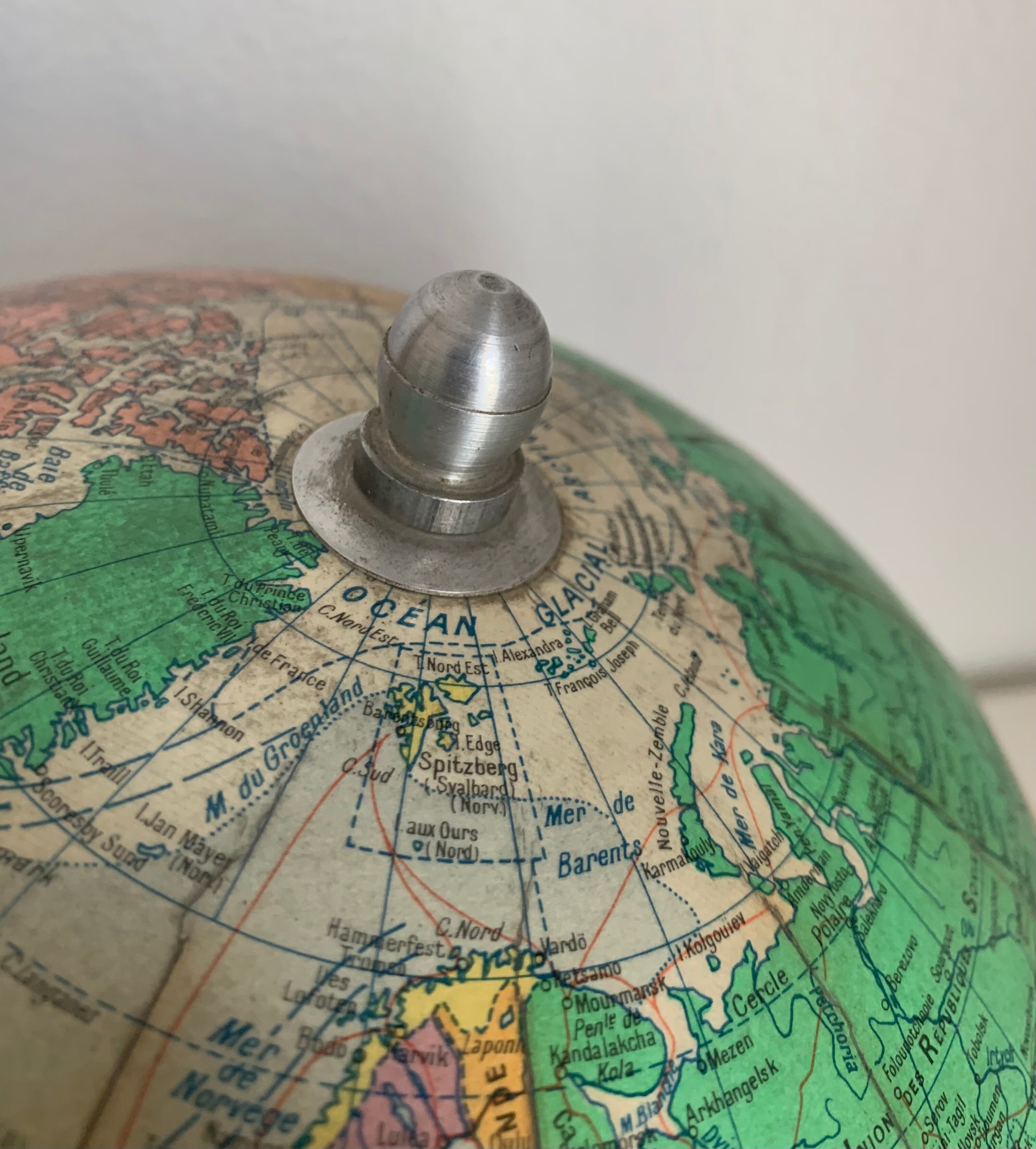 Vintage globe 1950 terrestrial Girard Barrère cream - 36 cm