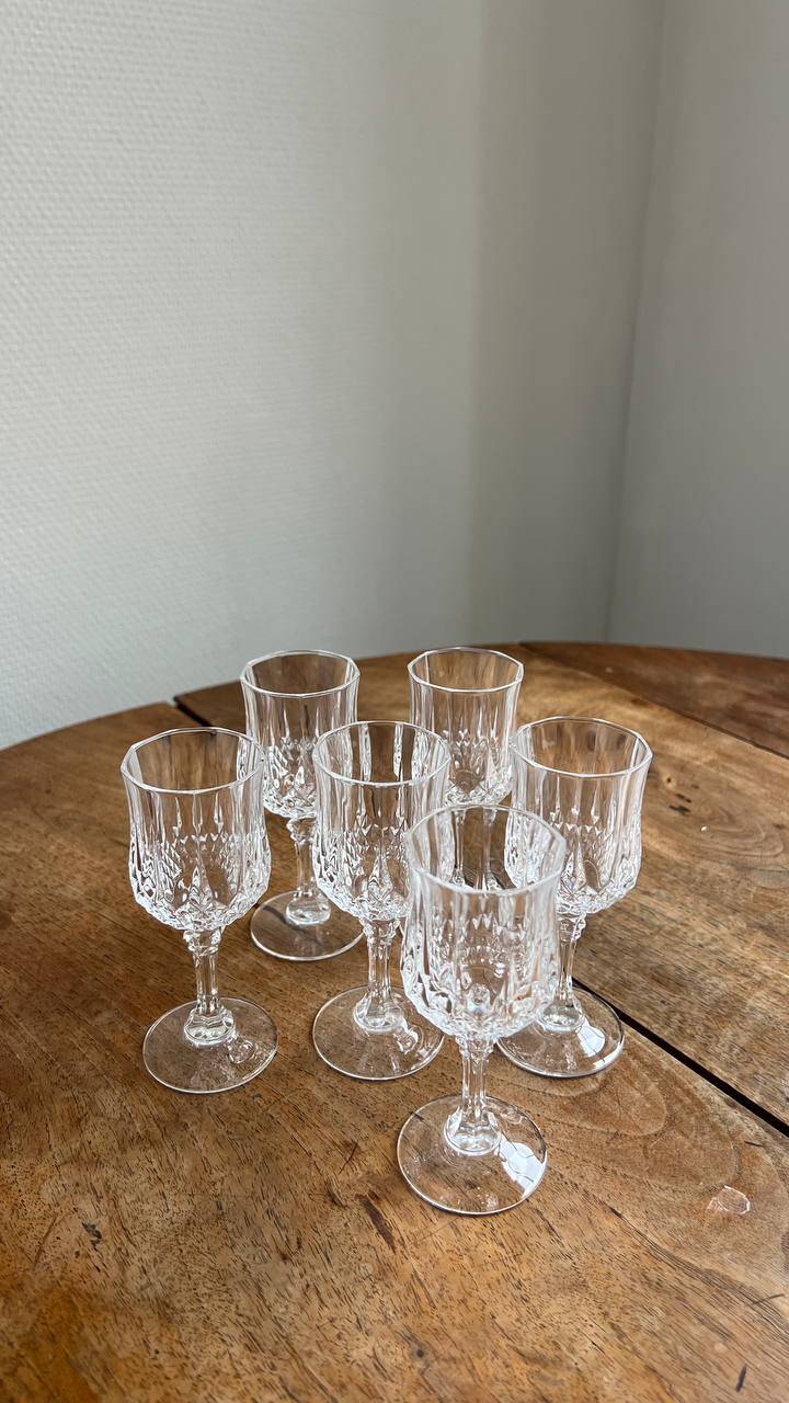 Cristal d’Arques Longchamp – Set de 6 verres à pied n 7 – Vintage 24% PbO