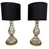 Paire de lampes à poser en cristal églomisé