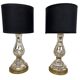 Pair of crystal églomisé table lamps