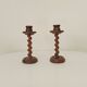 Vintage folk art turned wood candle holder