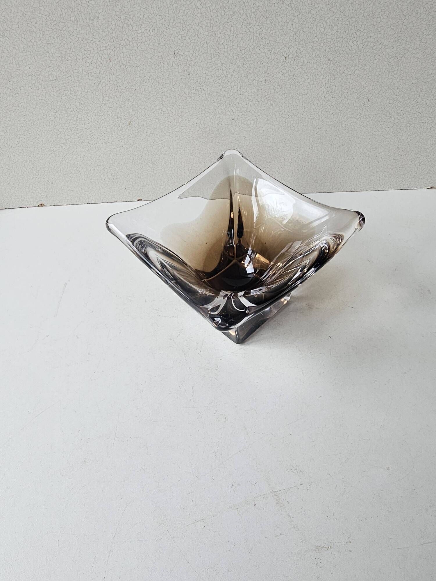 Murano Sommerso transparent brown glass catchall