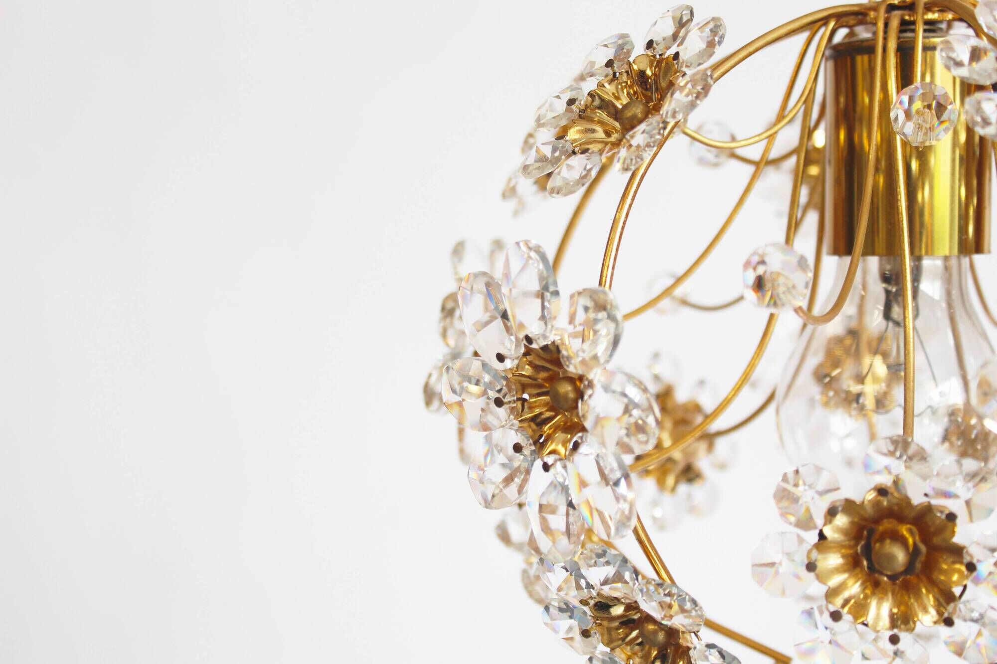 Gilt and crystal glass Chandelier by Palwa, Germany 1970's