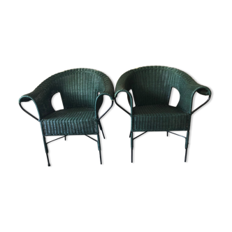 Paire de fauteuils en rotin