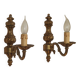 Pair Of Elegant Vintage French Traditional Style Bronze Single Wall Lights