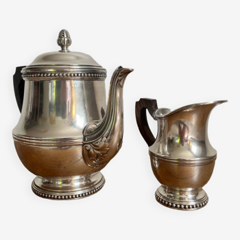 Teapot and Creamer Ercuis Silver Metal Milk Pot