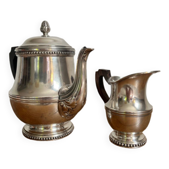 Teapot and Creamer Ercuis Silver Metal Milk Pot