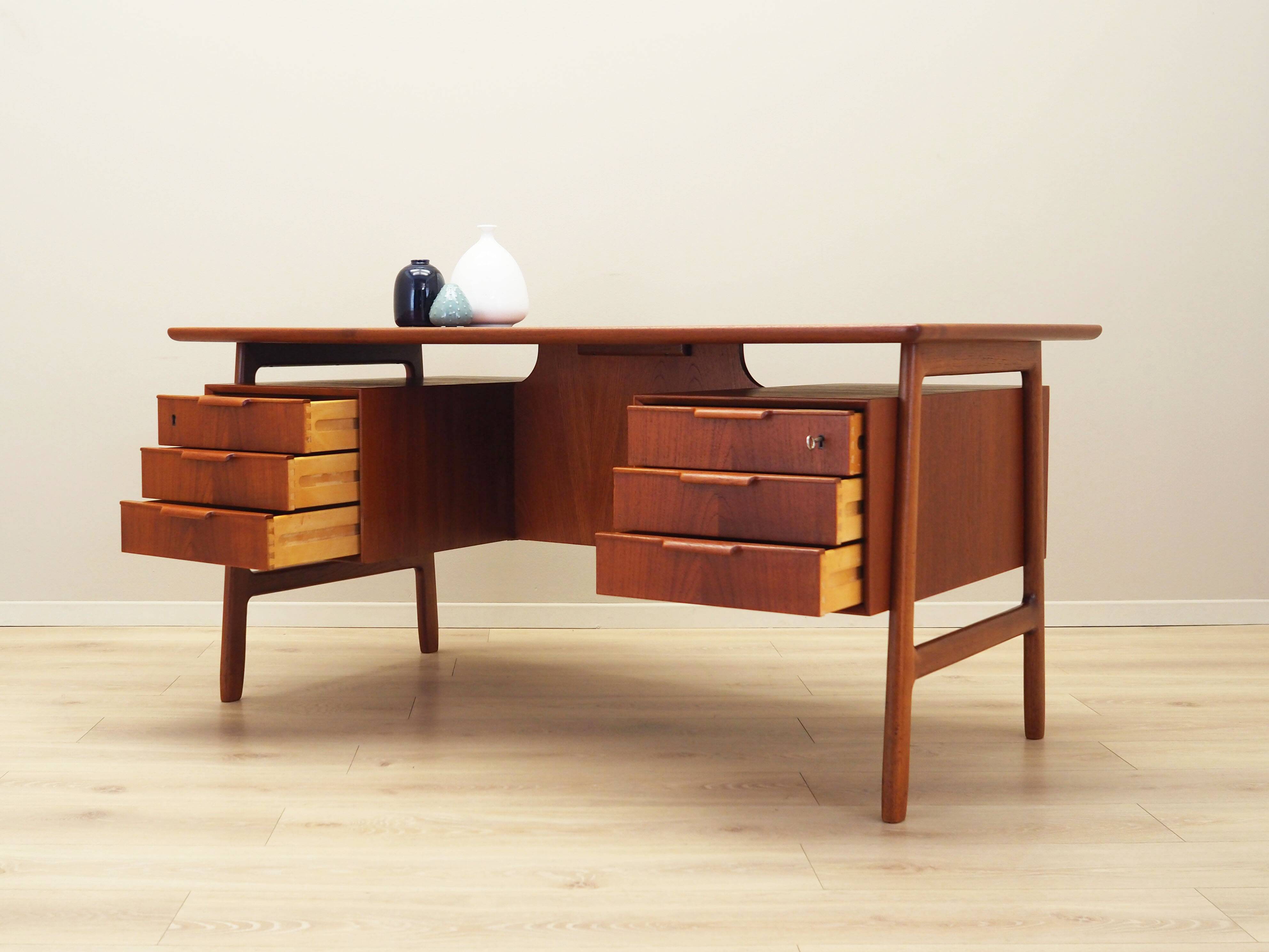 Teak desk, Danish design, 1970s, manufacture: Omann Jun