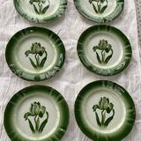 6 flat plates tulip pattern, longwy. Art deco