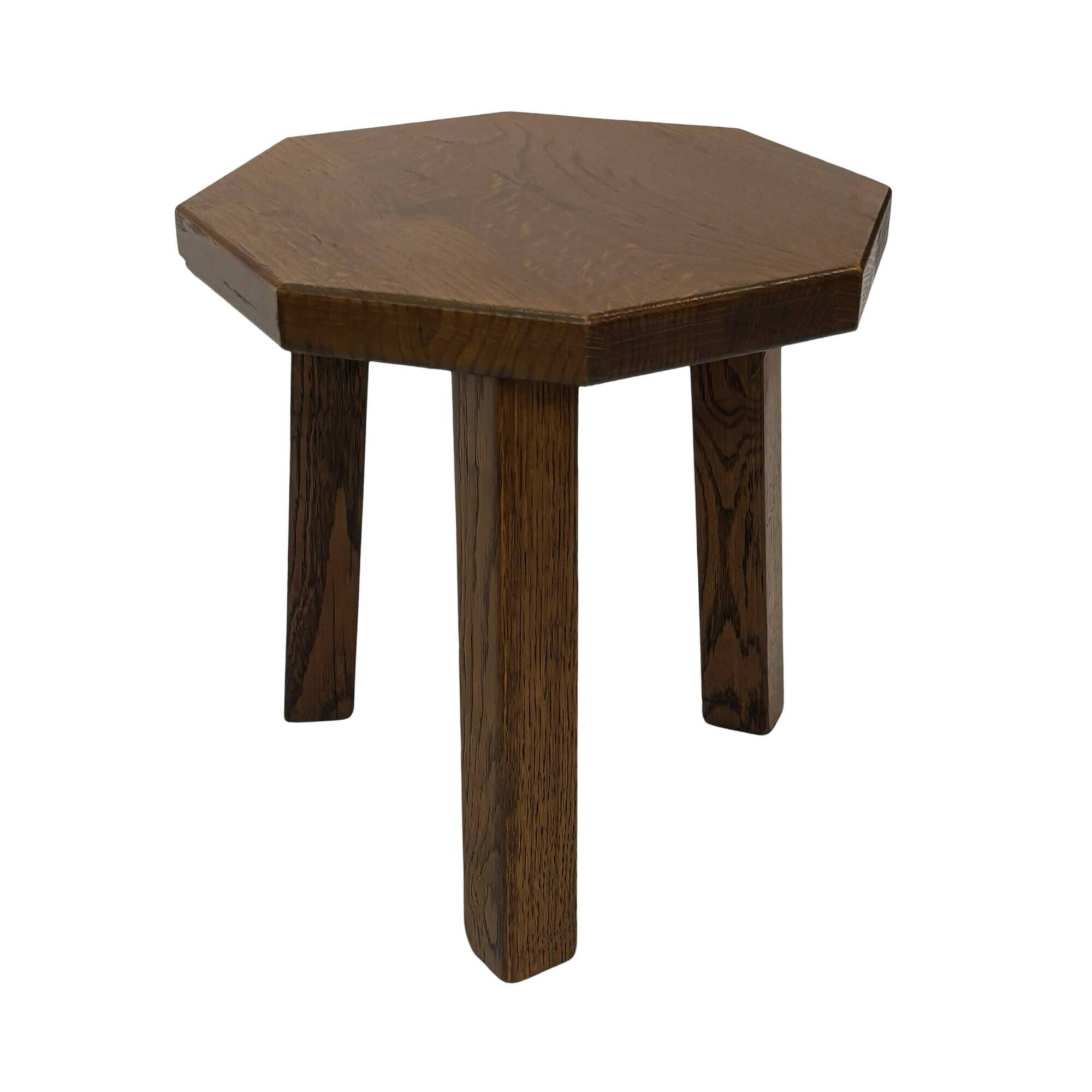 Tables d'appoint hexagonales brutalistes en chêne, années 1950, lot de 3