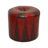 Round Vintage Pouf Brown Red Two-tone Skai Sixties