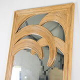Large "palm" mirror in rattan