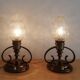 Pair of Ar Nouveau style copper and crystal table lamps vintage 1950s 50s
