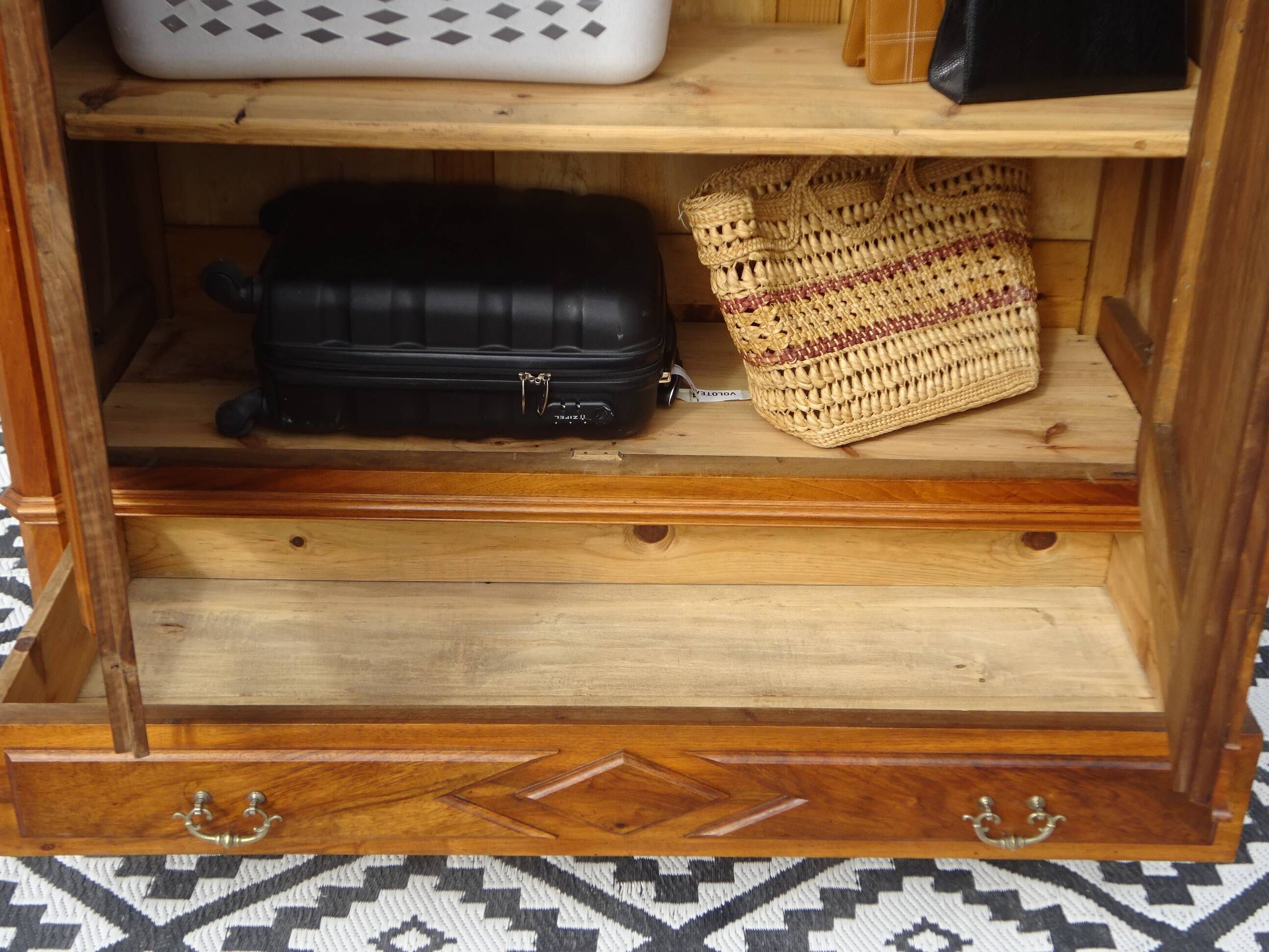Large antique wardrobe in solid walnut