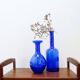 Pair of cobalt blue blown glass vases or carafes from the 1960s.